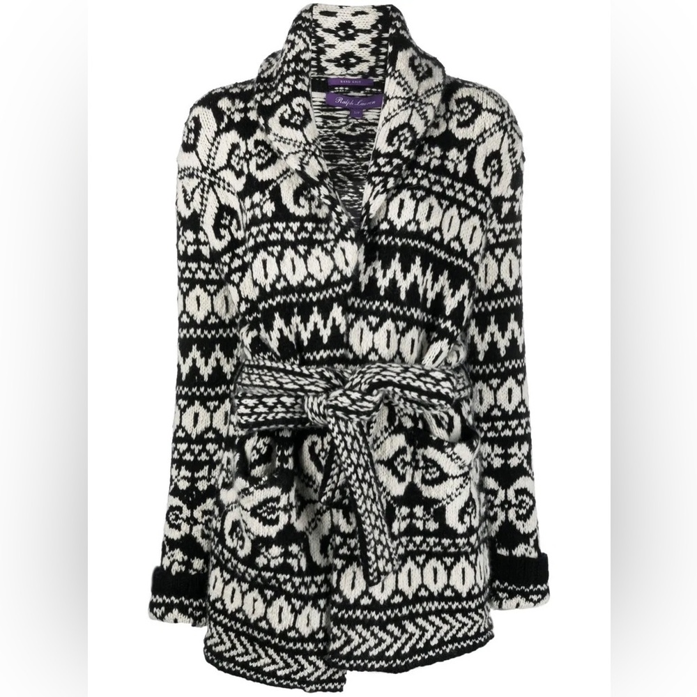 Men’s Polo Ralph Lauren Intaraia Knit Cashmere Shawl Collar Cardigan Black- Sz S